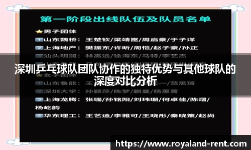 深圳乒乓球队团队协作的独特优势与其他球队的深度对比分析